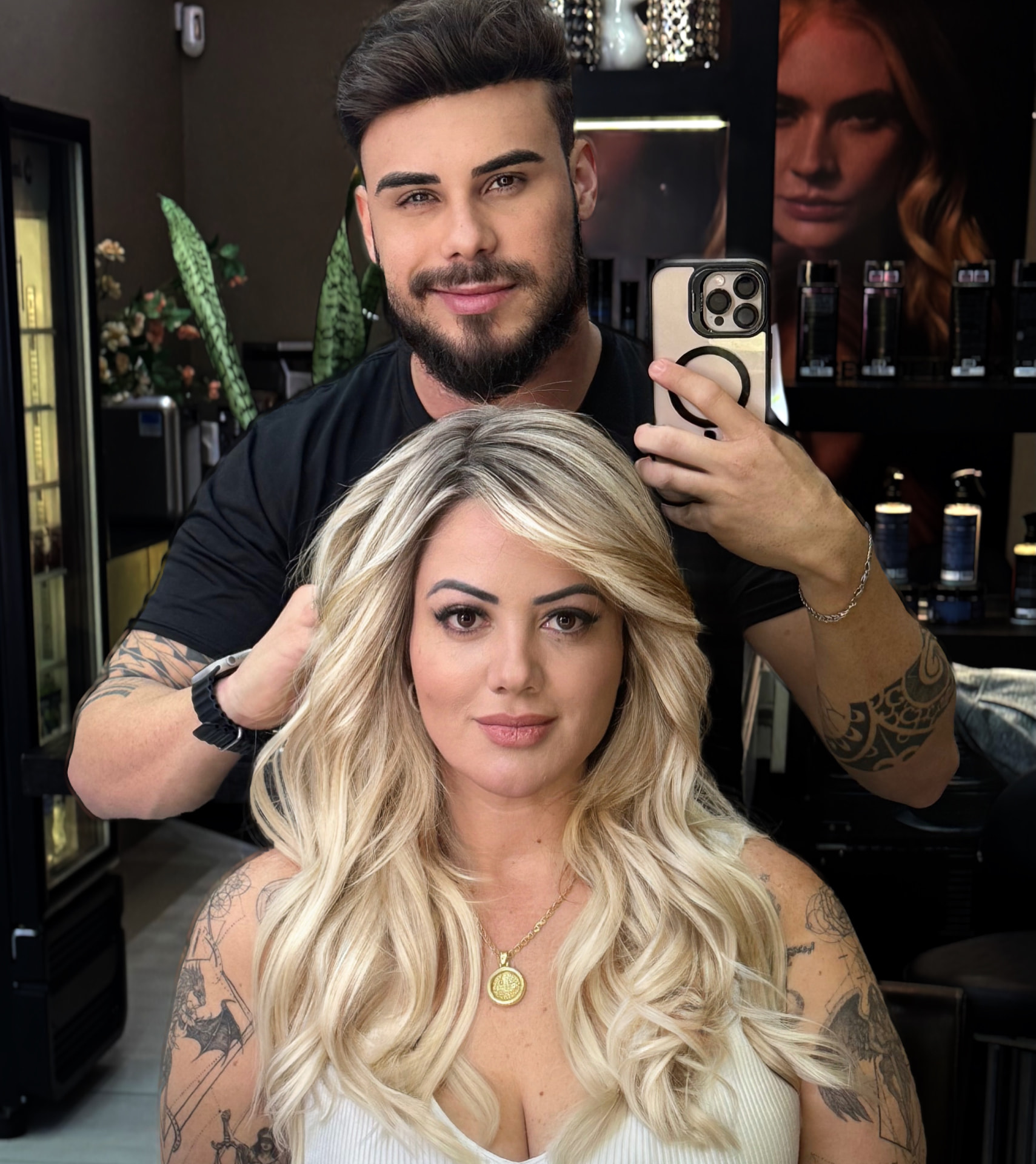Extra long Mega Hair extensions with full blonde waves