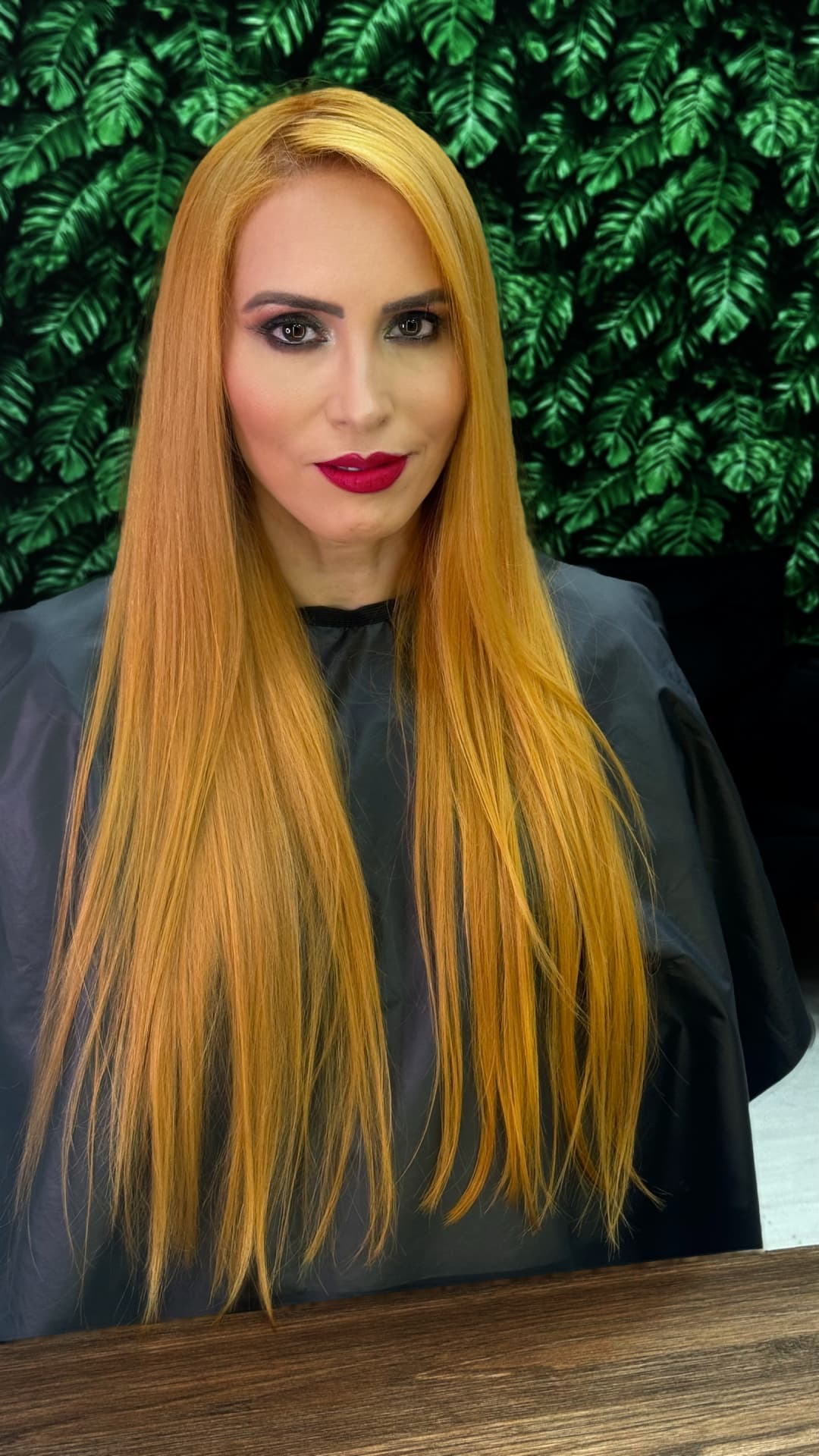 Deep cherry red with a full fringe